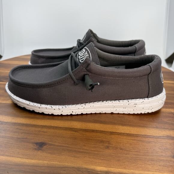 Hey Dude Mens Size 9 Wally Slub Dark Grey Shoes Loafers NEW - Picture 3 of 10
